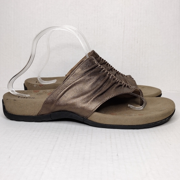 Taos Gift 2 Women's Cocoa Metallic Leather Ruched Braided Comfort Sandals Size12 - Picture 4 of 15